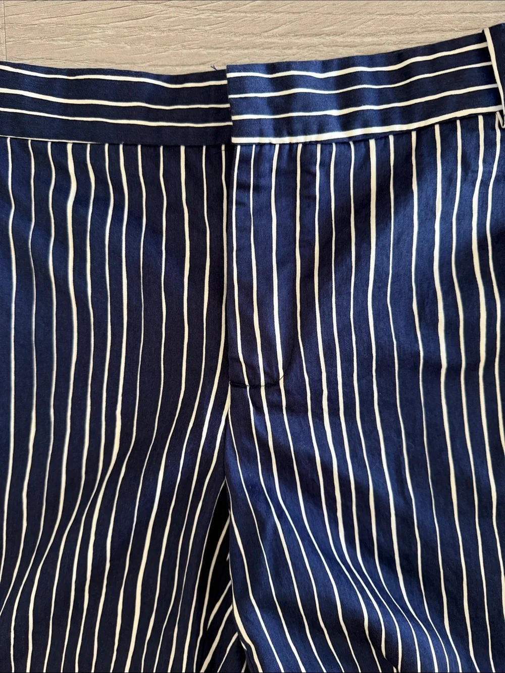Zara Navy/White Pinstripe Straight-Leg Pants